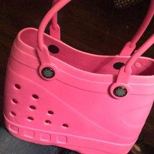 EUC. OPTARI BRIGHT PINK RUBBER HARD CASE BAG